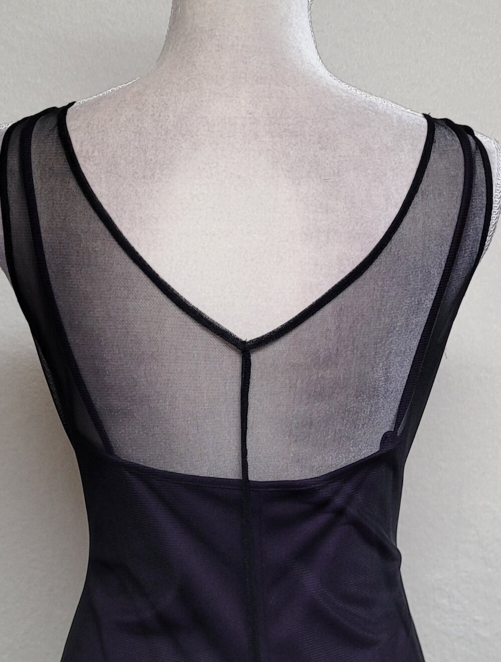 Gothic Fairytale Cache Vintage Black Sheer Mesh Beaded Asymmetric Midi Dress - Picture 9 of 12